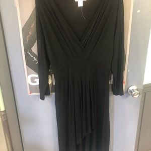 Black front wrap dress